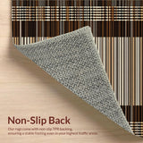 Ultra Soft Area Rug, Non Slip, Stain Resistant, Washable Area Rugs for Living Room, Bedroom, Contemporary Earthy Striped Elegance(Brown)