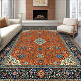 Ultra Soft Area Rug, Non Slip, Stain Resistant, Washable Area Rugs for Living Room, Bedroom, Vibrant High-Low Textured Motif(Orange)
