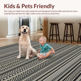 Ultra Soft Area Rug, Non Slip, Stain Resistant, Washable Area Rugs for Living Room, Bedroom, Trendy Minimalist Tribal Design Element(Black)