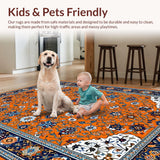 Ultra Soft Area Rug, Non Slip, Stain Resistant, Washable Area Rugs for Living Room, Bedroom, Lively Multi-Color Abstract Motif(Orange)