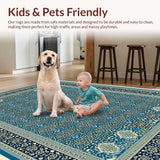 Ultra Soft Area Rug, Non Slip, Stain Resistant, Washable Area Rugs for Living Room, Bedroom, Updated Traditional Light Blue Living Room Rug(Blue)