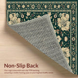 Ultra Soft Area Rug, Non Slip, Stain Resistant, Washable Area Rugs for Living Room, Bedroom, Dark Emerald Boho Chic Design(Green)