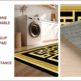 Ultra Soft Area Rug, Non Slip, Stain Resistant, Washable Area Rugs for Living Room, Bedroom, Bold Modernized Trellis Aesthetic(Black)