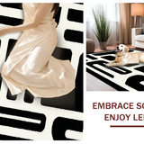 Ultra Soft Area Rug, Non Slip, Stain Resistant, Washable Area Rugs for Living Room, Bedroom, Rustic Off-White Twisted Graphics(Black)