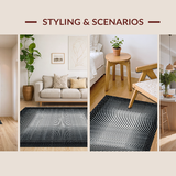 Ultra Soft Area Rug, Non Slip, Stain Resistant, Washable Area Rugs for Living Room, Bedroom, Contemporary Black and White Aesthetic(Black)