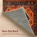 Ultra Soft Area Rug, Non Slip, Stain Resistant, Washable Area Rugs for Living Room, Bedroom, Vibrant Floral Boho Aesthetic(Orange)