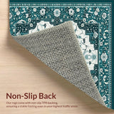 Ultra Soft Area Rug, Non Slip, Stain Resistant, Washable Area Rugs for Living Room, Bedroom, Teal Marble Boho(Blue)