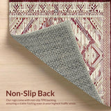 Ultra Soft Area Rug, Non Slip, Stain Resistant, Washable Area Rugs for Living Room, Bedroom, Sunset Echo Beige & Burgundy Geometric Diamond Weave(Beige)