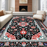 Ultra Soft Area Rug, Non Slip, Stain Resistant, Washable Area Rugs for Living Room, Bedroom, Whimsical Low-Pile Trellis Style(Black)