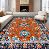 Ultra Soft Area Rug, Non Slip, Stain Resistant, Washable Area Rugs for Living Room, Bedroom, Vibrant Geometric Color Contrast(Orange)