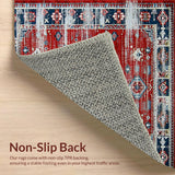 Ultra Soft Area Rug, Non Slip, Stain Resistant, Washable Area Rugs for Living Room, Bedroom, Contemporary Distressed Geometric Style(Red)
