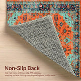 Ultra Soft Area Rug, Non Slip, Stain Resistant, Washable Area Rugs for Living Room, Bedroom, Trendy Rustic Symmetrical Elements(Orange)