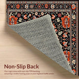 Ultra Soft Area Rug, Non Slip, Stain Resistant, Washable Area Rugs for Living Room, Bedroom, Elegant Black and Red Trellis(Black)