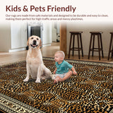 Ultra Soft Area Rug, Non Slip, Stain Resistant, Washable Area Rugs for Living Room, Bedroom, Wild Animal Print Elegance(Brown)