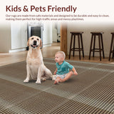 Ultra Soft Area Rug, Non Slip, Stain Resistant, Washable Area Rugs for Living Room, Bedroom, Luxurious Rich Brown Waffle Design(Beige)