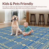 Contemporary Blue Beige Trellis Design(Blue)