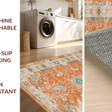 Ultra Soft Area Rug, Non Slip, Stain Resistant, Washable Area Rugs for Living Room, Bedroom, Trendy Faded Geometric Arrangement(Orange)