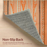 Ultra Soft Area Rug, Non Slip, Stain Resistant, Washable Area Rugs for Living Room, Bedroom, Geometric Vibrant Rustic Motif(Orange)