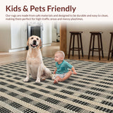 Ultra Soft Area Rug, Non Slip, Stain Resistant, Washable Area Rugs for Living Room, Bedroom, Classic Basketweave Design in Sophisticated Neutral Shades(Beige)