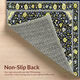 Ultra Soft Area Rug, Non Slip, Stain Resistant, Washable Area Rugs for Living Room, Bedroom, Transitional Elegant Trellis Aesthetic(Blue)