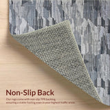 Ultra Soft Area Rug, Non Slip, Stain Resistant, Washable Area Rugs for Living Room, Bedroom, Sleek Grey Geometric Motif(Gray)