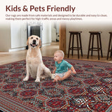Ultra Soft Area Rug, Non Slip, Stain Resistant, Washable Area Rugs for Living Room, Bedroom, Rustic Octagonal Textured Design(Red)