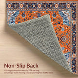 Ultra Soft Area Rug, Non Slip, Stain Resistant, Washable Area Rugs for Living Room, Bedroom, Charming Vintage Botanical Inspiration(Orange)