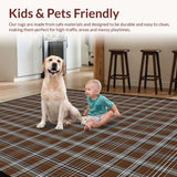 Ultra Soft Area Rug, Non Slip, Stain Resistant, Washable Area Rugs for Living Room, Bedroom, Trendy Abstract Checkerboard Visual Harmony(Brown)