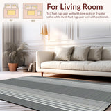 Ultra Soft Area Rug, Non Slip, Stain Resistant, Washable Area Rugs for Living Room, Bedroom, Chic Minimalist Striped Aesthetic(Gray)