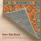 Ultra Soft Area Rug, Non Slip, Stain Resistant, Washable Area Rugs for Living Room, Bedroom, Luxurious Textured Garden Motif(Orange)