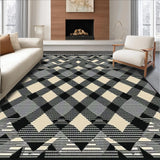 Ultra Soft Area Rug, Non Slip, Stain Resistant, Washable Area Rugs for Living Room, Bedroom, Elegant Gray and Black Lattice Design(Gray)