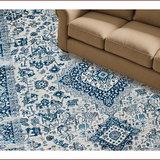 Ultra Soft Area Rug, Non Slip, Stain Resistant, Washable Area Rugs for Living Room, Bedroom, Sophisticated Transitional Damask Elegance(Blue)