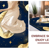 Ultra Soft Area Rug, Non Slip, Stain Resistant, Washable Area Rugs for Living Room, Bedroom, Rustic Celestial Phase Design(Gold)