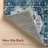 Ultra Soft Area Rug, Non Slip, Stain Resistant, Washable Area Rugs for Living Room, Bedroom, Chic Coastal Floral Accents(Blue)