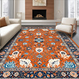 Ultra Soft Area Rug, Non Slip, Stain Resistant, Washable Area Rugs for Living Room, Bedroom, Sunny Earthy Floral Composition(Orange)