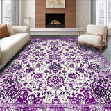 Ultra Soft Area Rug, Non Slip, Stain Resistant, Washable Area Rugs for Living Room, Bedroom, Cozy Earth Tone Vintage Print(Purple)