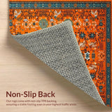 Ultra Soft Area Rug, Non Slip, Stain Resistant, Washable Area Rugs for Living Room, Bedroom, Funky Ethnic Orange Patterned Mat(Orange)