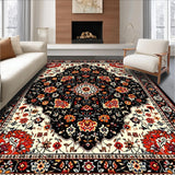 Ultra Soft Area Rug, Non Slip, Stain Resistant, Washable Area Rugs for Living Room, Bedroom, Artful Colorful Floral Arrangement(Black)