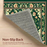 Ultra Soft Area Rug, Non Slip, Stain Resistant, Washable Area Rugs for Living Room, Bedroom, Timeless Deep Green Ornate Design(Green)