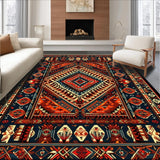 Ultra Soft Area Rug, Non Slip, Stain Resistant, Washable Area Rugs for Living Room, Bedroom, Rustic Native American Entryway Rug with Intricate Patterns(Red)