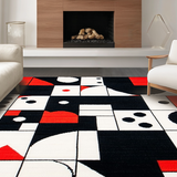 Ultra Soft Area Rug, Non Slip, Stain Resistant, Washable Area Rugs for Living Room, Bedroom, Quirky Colorful Geometric Layout(Red)