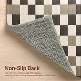 Ultra Soft Area Rug, Non Slip, Stain Resistant, Washable Area Rugs for Living Room, Bedroom, Modern Beige Checkered Rug for Living Room Decor(Beige)
