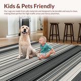 Ultra Soft Area Rug, Non Slip, Stain Resistant, Washable Area Rugs for Living Room, Bedroom, Stylish Striped Rug, Black & White(Black)