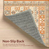 Ultra Soft Area Rug, Non Slip, Stain Resistant, Washable Area Rugs for Living Room, Bedroom, Trendy Minimalist Diamond Textures(Orange)