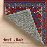 Ultra Soft Area Rug, Non Slip, Stain Resistant, Washable Area Rugs for Living Room, Bedroom, Vintage Modern Neutral Office Stain-Resistant Rug(Red)