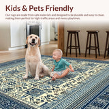 Ultra Soft Area Rug, Non Slip, Stain Resistant, Washable Area Rugs for Living Room, Bedroom, Classic Navy Blue and Beige(Blue)
