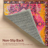 Ultra Soft Area Rug, Non Slip, Stain Resistant, Washable Area Rugs for Living Room, Bedroom, Rustic Textured Vintage Aesthetic(Pink)