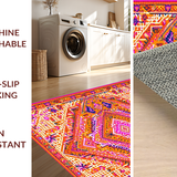 Ultra Soft Area Rug, Non Slip, Stain Resistant, Washable Area Rugs for Living Room, Bedroom, Rustic Ogee Design in Warm Hues(Orange)