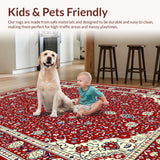 Ultra Soft Area Rug, Non Slip, Stain Resistant, Washable Area Rugs for Living Room, Bedroom, Vibrant Abstract Artful Composition(Red)