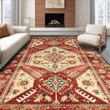 Ultra Soft Area Rug, Non Slip, Stain Resistant, Washable Area Rugs for Living Room, Bedroom, Chic Multicolor Medallion Style(Red)